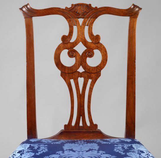 Pair of Transitional Chippendale Carved Side Chairs